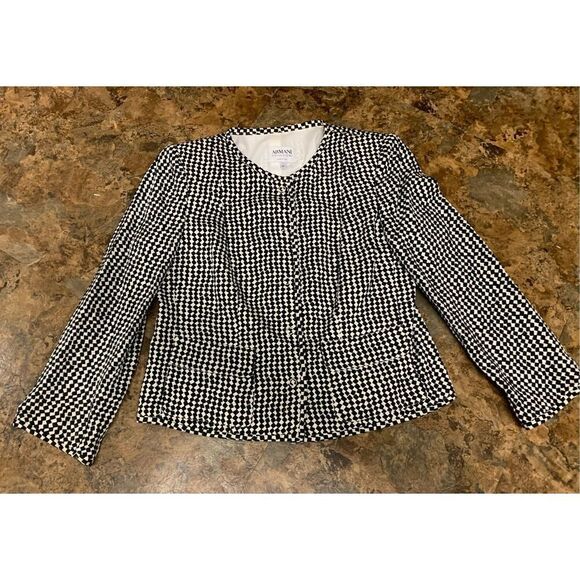 ARMANI COLLEZIONI ITALY VINTAGE Le Giorgio Houndstooth Geo Print BLAZER JACKET - Picture 1 of 10